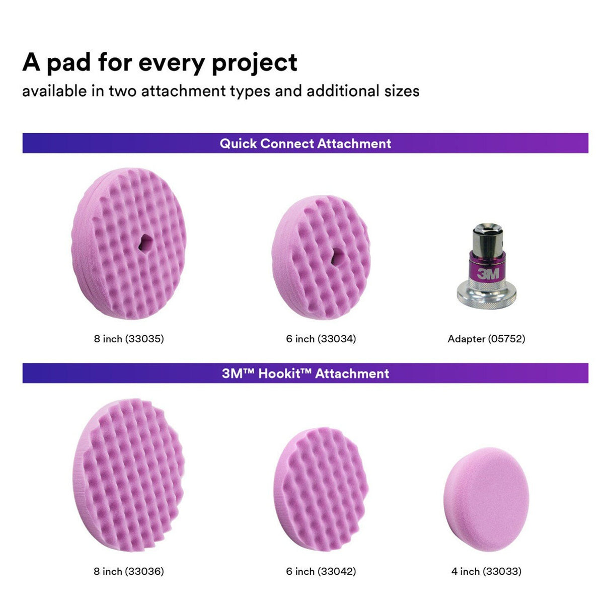 3M 33036 Hookit 1-Step Foam Finishing Pad, Purple, 8 in (7100193785) (24 Pack) - 5