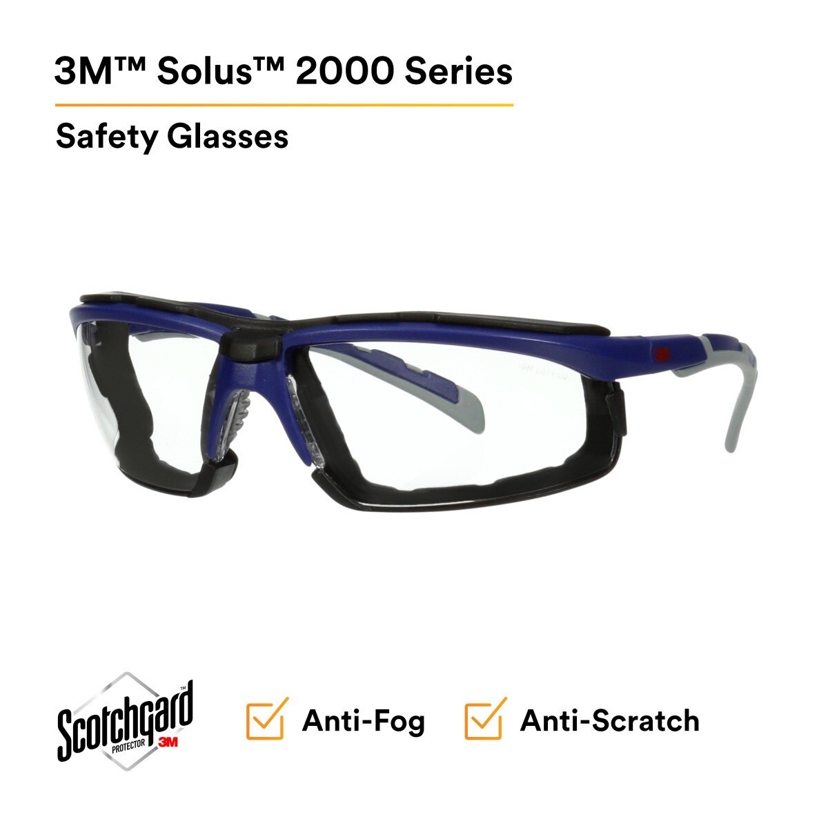 3M S2001SGAF-BGR-F Solus 2000 Series Safety Glasses, Anti-Fog Anti-Scratch, Clear Lens, Gray Teal Frame, Removable Foam Gasket (7100203183) (20 Pack) - 2