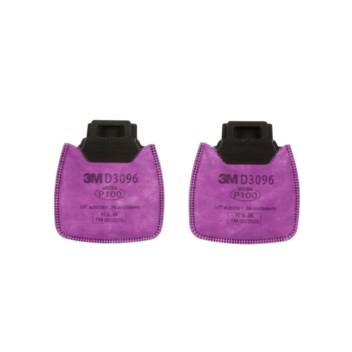 3M D3096 Secure Click P100 Particulate Respirator Filter with Nuisance Level Acid Gas Relief Dual-Flow, Magenta (7100213425) - (50 Pack)