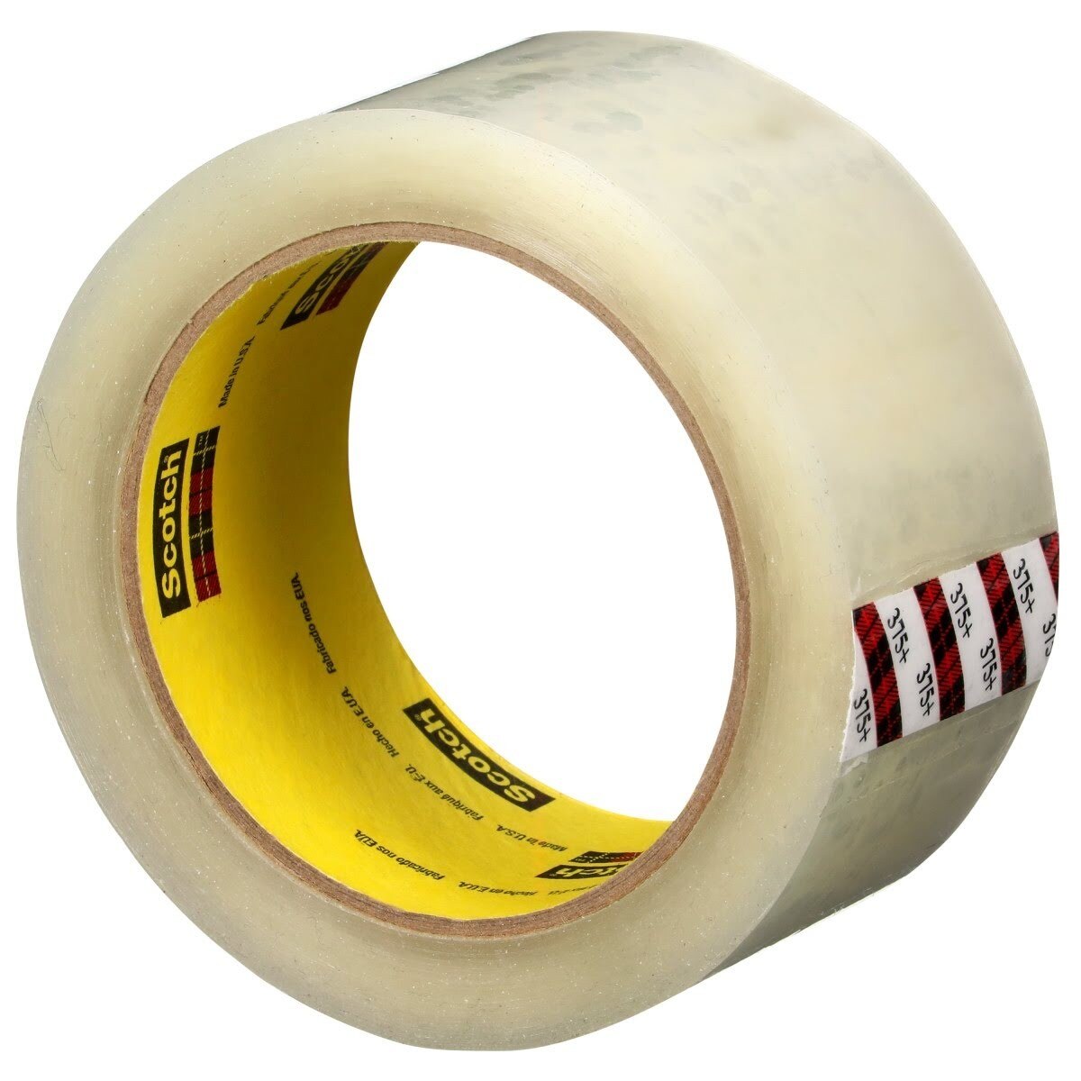 3M 375+ Scotch High Tack Box Sealing Tape, Hot Melt Adhesive, Polypropylene Film Backing, Clear, 48 mm x 50 m (7100215092) (36 Pack) - 3