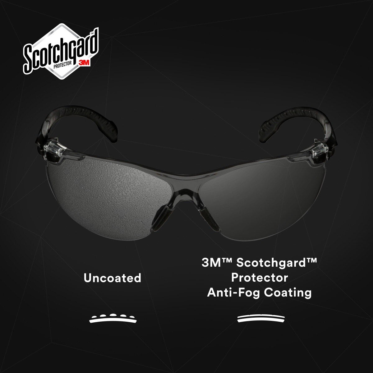3M Scotchgard Solus 1000 Series Safety Glasses, Black Temples, Clear AF-AS Lens, Anti Fog Anti Scratch (S1501SGAF) (7100220751) - (20Pack) - 8