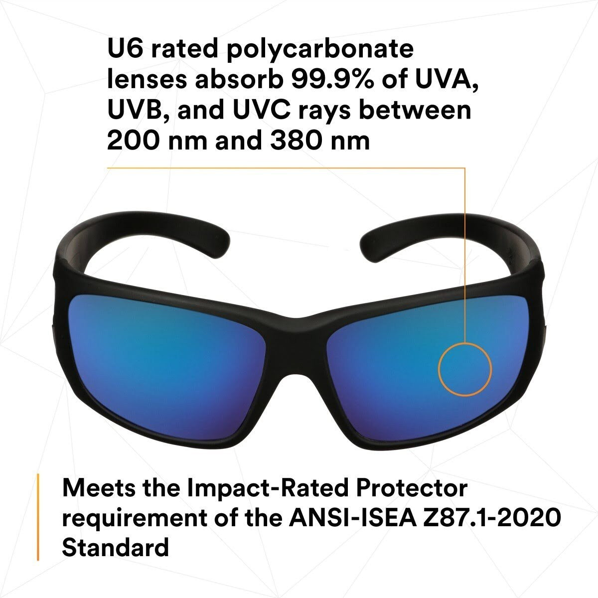 3M MXE1029AF-BLK 1000 Series Safety Glasses, Black Frame, Blue-Violet Mirror Lens, Anti-Fog Anti-Scratch Coating (7100222270) - (20 Pack) - 7