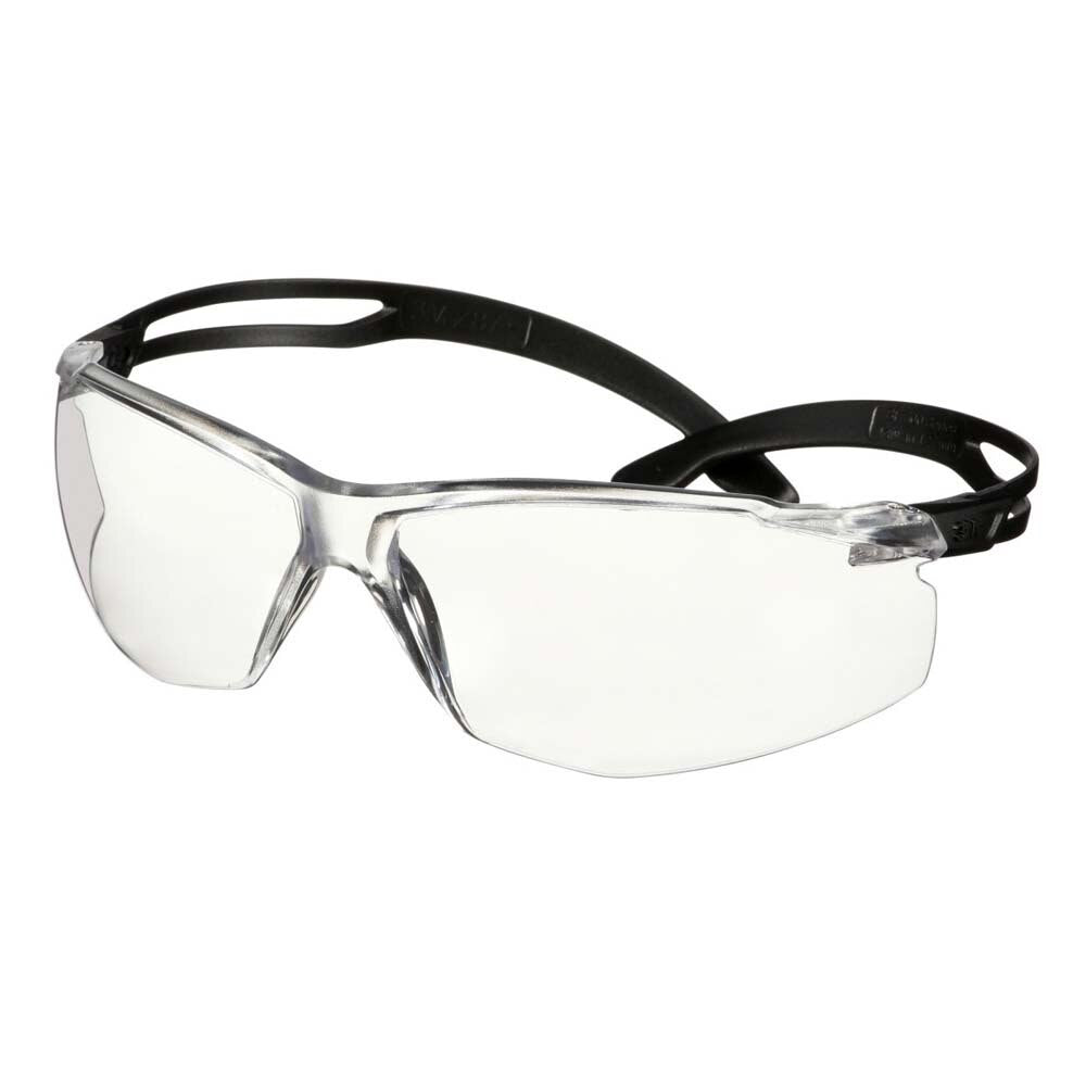 3M SF501AF-BLK Safety Glasses, 500 Series, Impact Rated ANSI Z87, Adjustable Ratchet Temples, Sporty Protective Eyewear, Anti-Fog Anti-Scratch Clear Lens, Black Frame (7100228736) (20 Pack) - 2