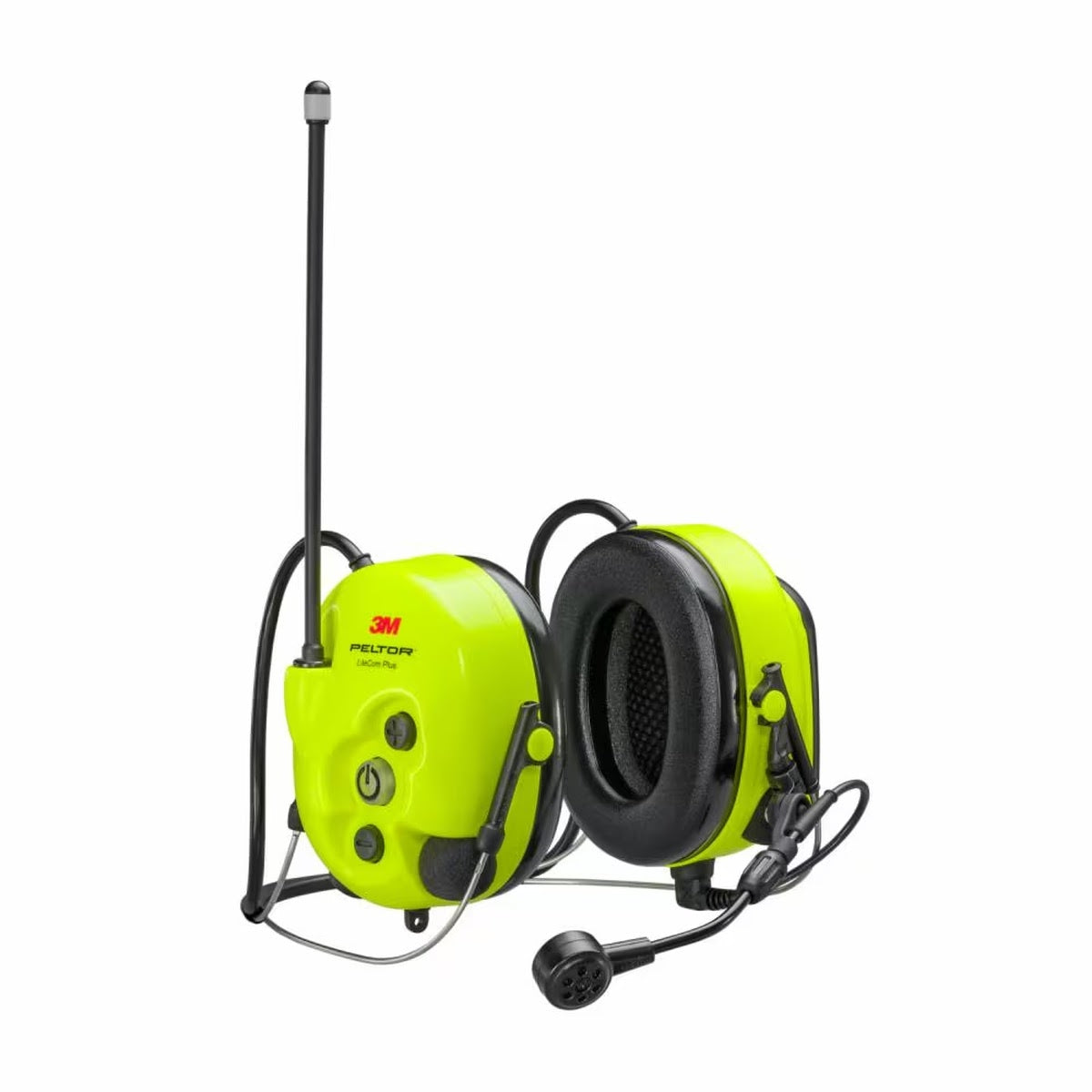 3M MT73H7B4610NA PELTOR LiteCom Plus Headset, Neckband Earmuffs Hearing Protection with 2-Way Radio, Noise-Cancelling Microphone, Yellow (7100229215)