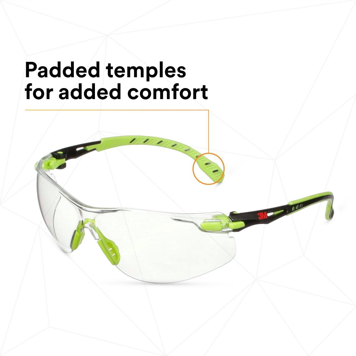 3M S1201SGAF-TKT Solus Safety Glasses Anti Fog Clear Lens Green Black Frame with Gasket and Strap (7100233038) - (20 Pack) - 5