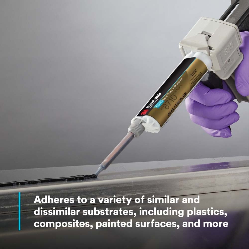 3M 8710NS DP8710NS Scotch-Weld Low Odor Acrylic Adhesive DP, Black, Non-Sag Structural Two-Part with 10 Minute Open Time Duo-Pak (45 mL) (7100233349) - 2