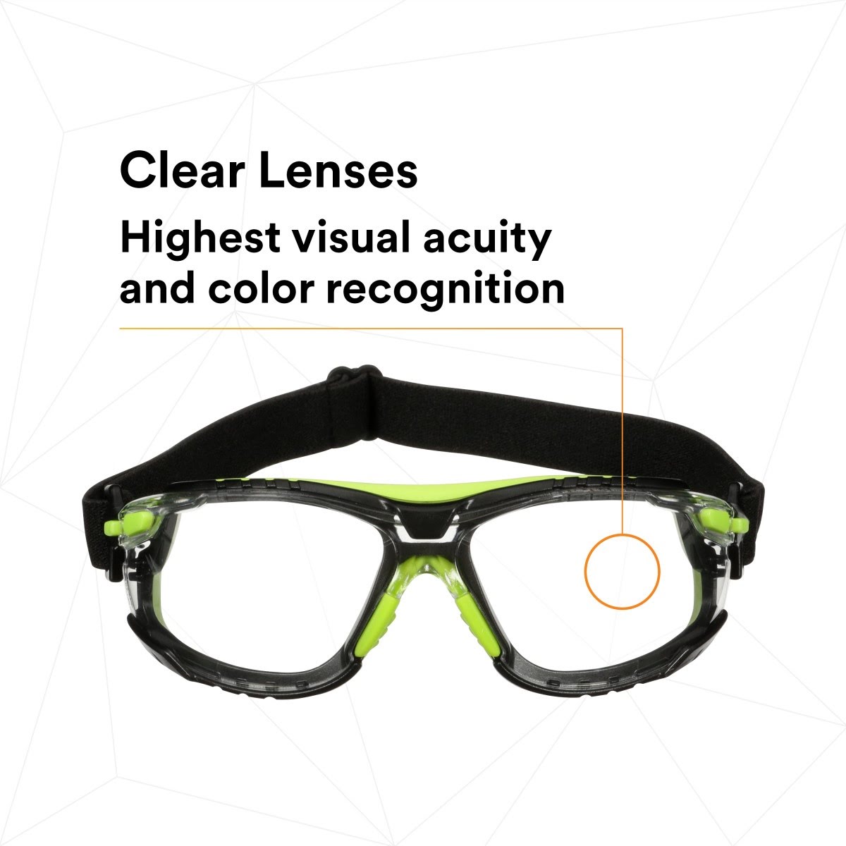 3M S1201SGAF-TSKT Solus 1000 Series Safety Glasses, Green/Black, Scotchgard Anti-Fog Coating, Clear Lens, TPE Gasket and Strap (7100234544) - (20 Pack) - 5