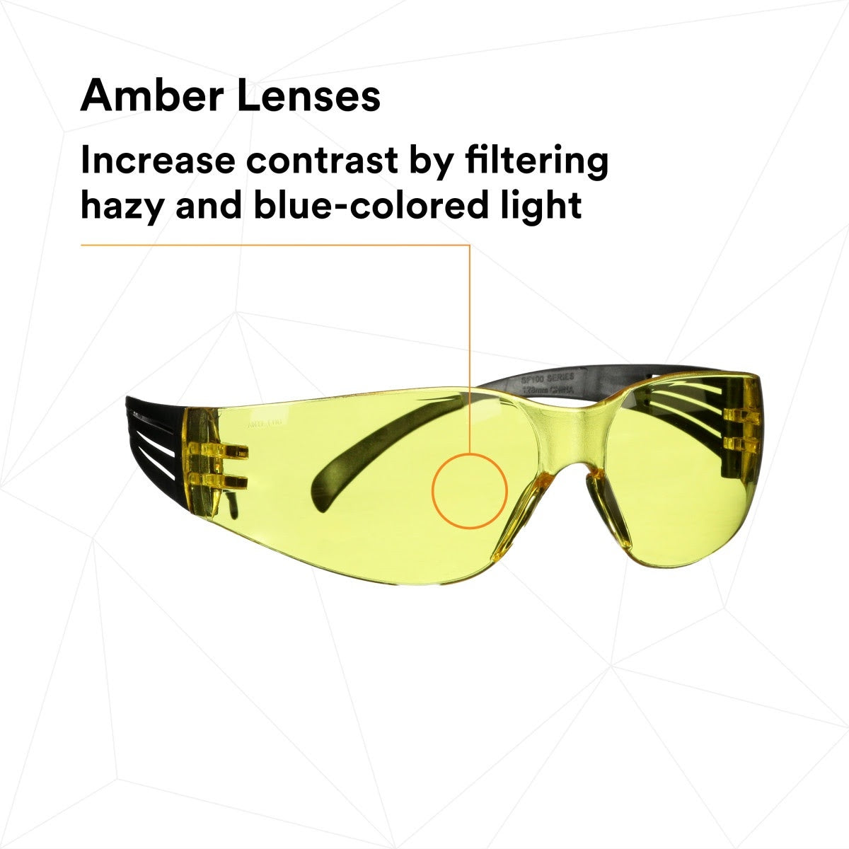 3M SF103AF-BLK SecureFit 100 Series, Black Temples, Amber Anti-Fog/Anti-Scratch Lens (7100238183) - (20Pack) - 4