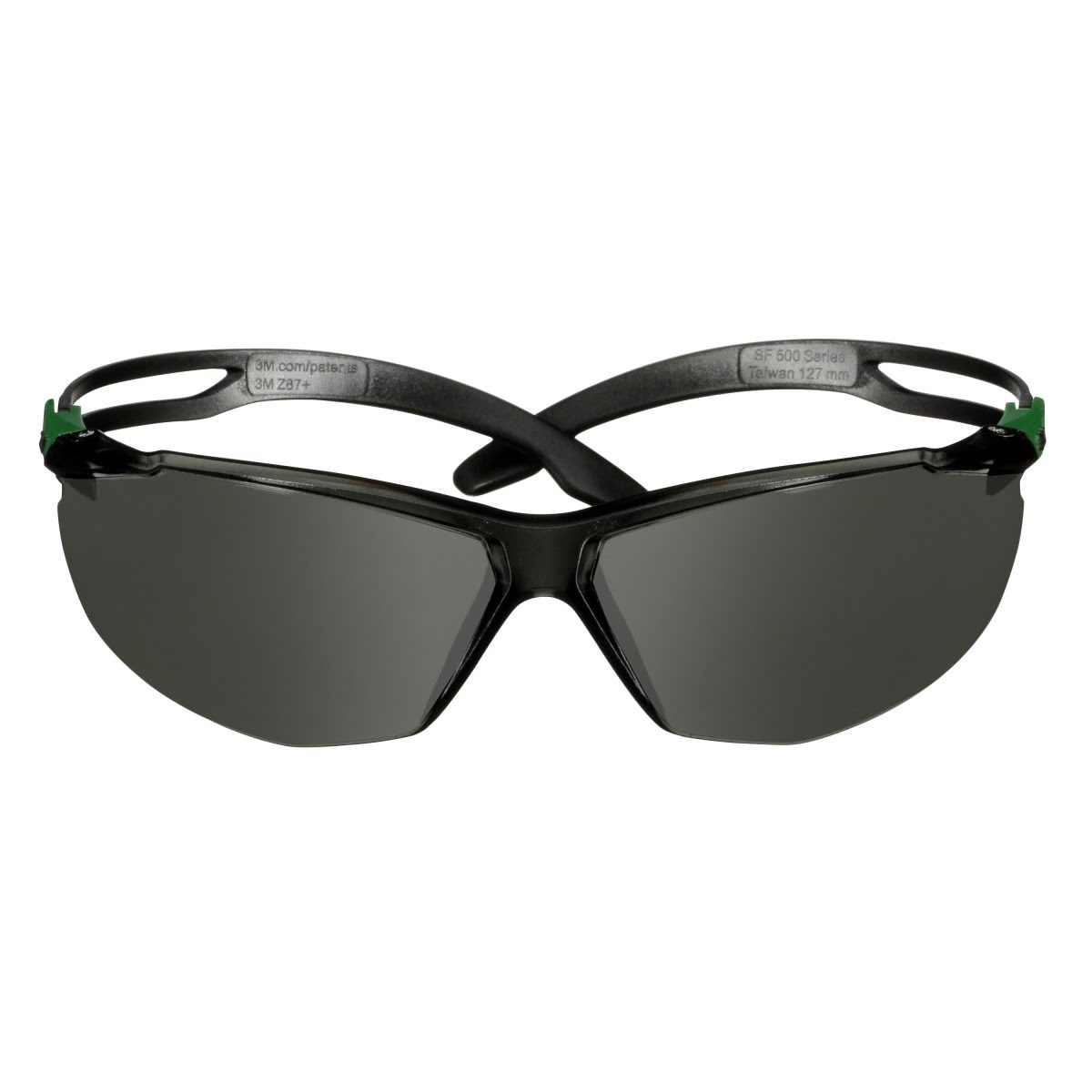 3M SF530AF-GRN SecureFit 500 Series Safety Glasses ANSI Z87 Impact Rated IR 3.0 Gray Anti Fog Anti Scratch Lens Black Green Frame (7100239086) - (20 Pack) - 8