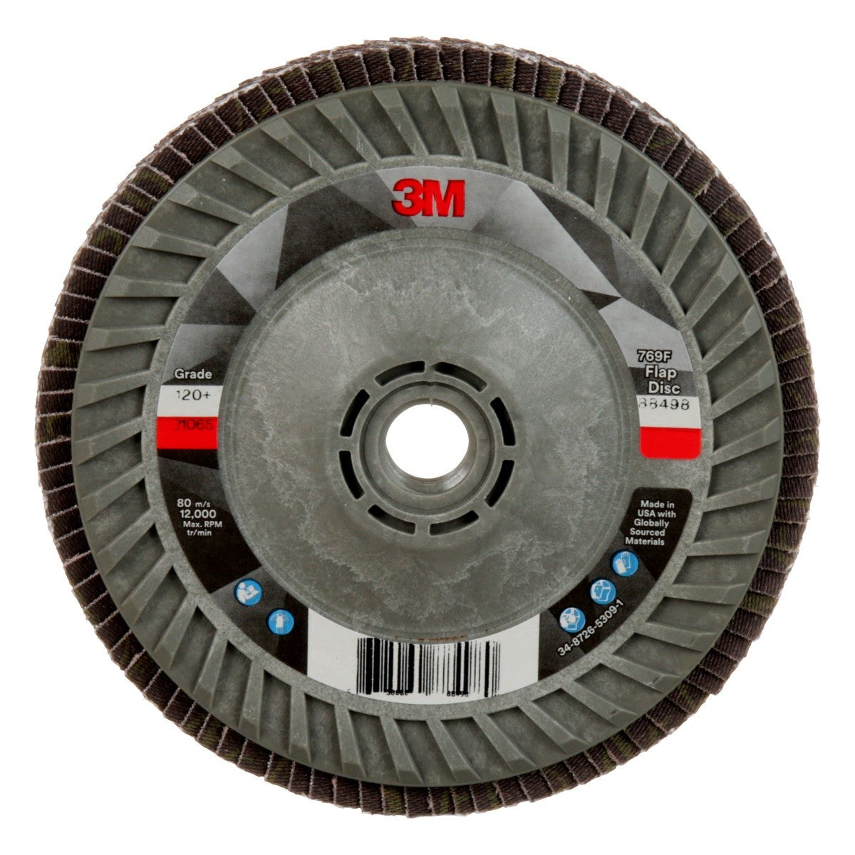 3M 769F Flap Disc, T29 Quick Change, Precision Shaped Ceramic 120 Plus Purple, 5 in x 5/8 in-11 (7100243778) - (250Pack)