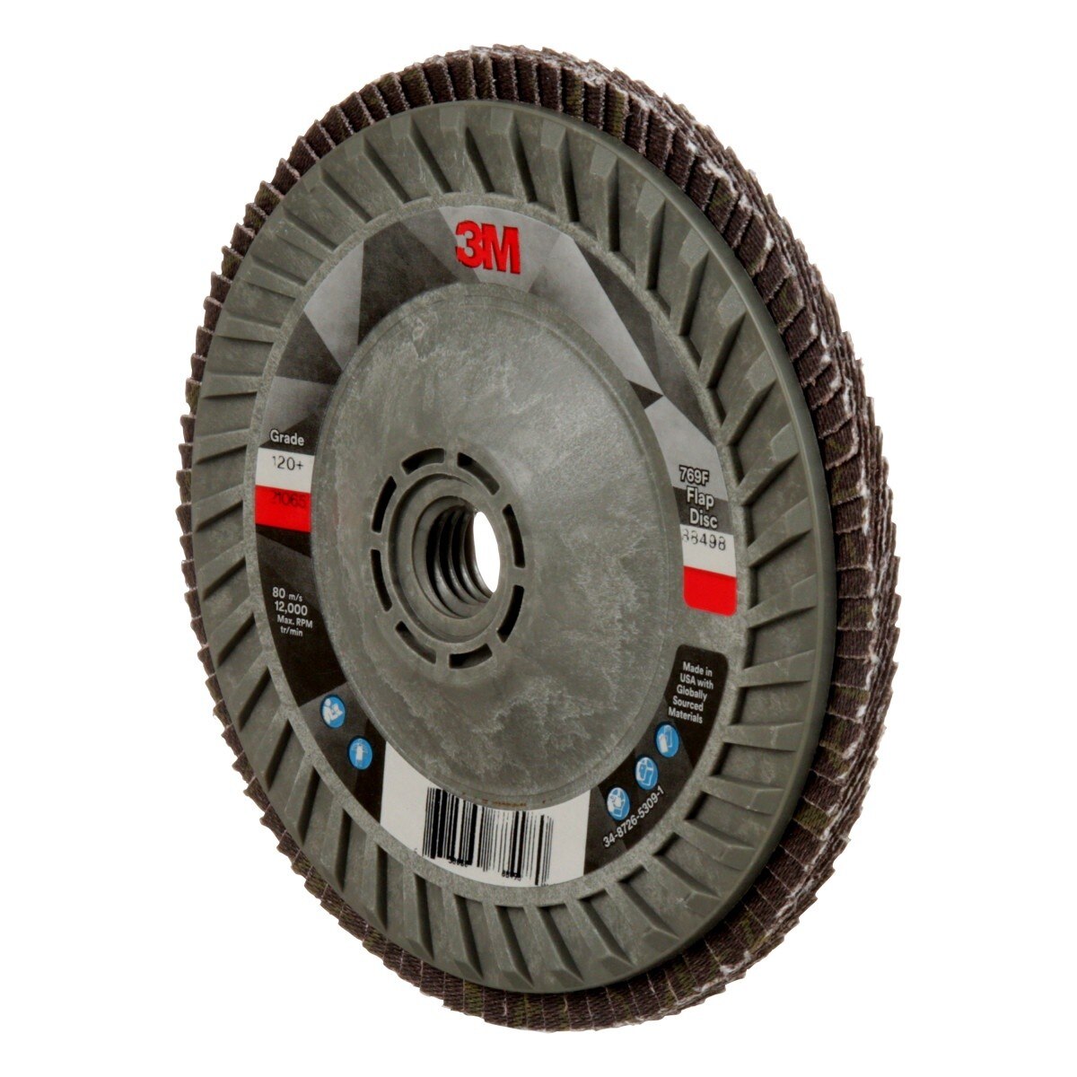 3M 769F Flap Disc, T29 Quick Change, Precision Shaped Ceramic 120 Plus Purple, 5 in x 5/8 in-11 (7100243778) - (250Pack) - 3