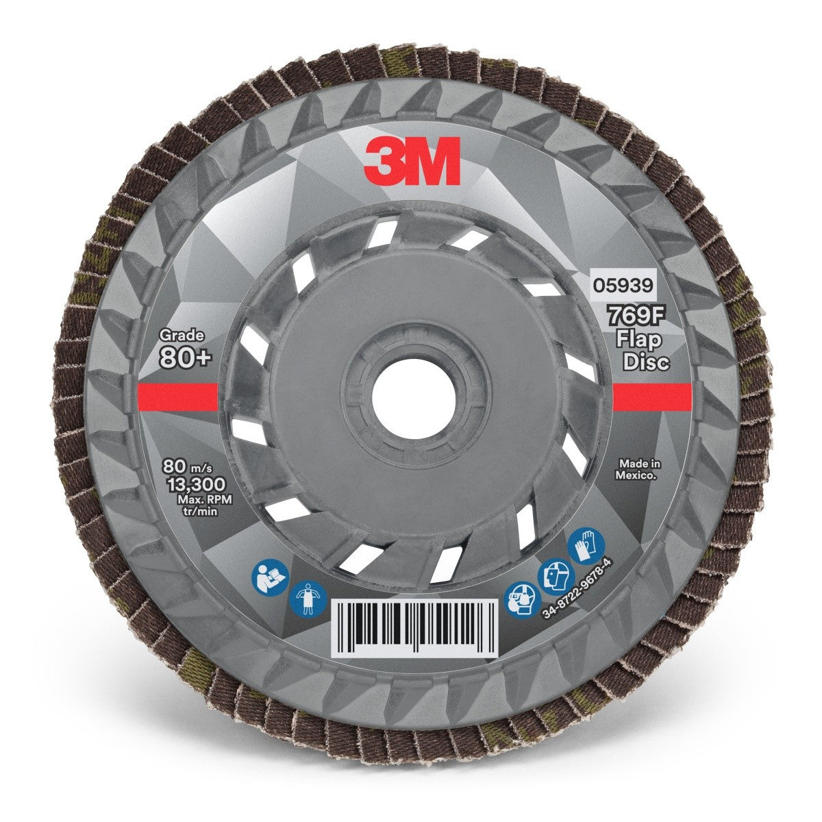 3M 769F Flap Disc, T29 Quick Change, 80+, 4-1/2 in x 5/8 in-11, Precision Shaped Ceramic, Purple (7100243873) - (10Pack) - 5