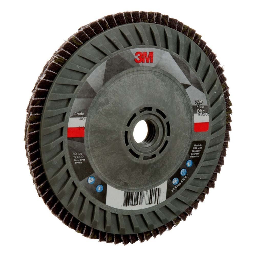 3M 769F Flap Disc Type 27 Quick Change 40+ Ceramic Precision-Shaped Grain for Grinding and Finishing on Carbon and Stainless Steel (5 in x 5/8-11) (7100243883) - 4