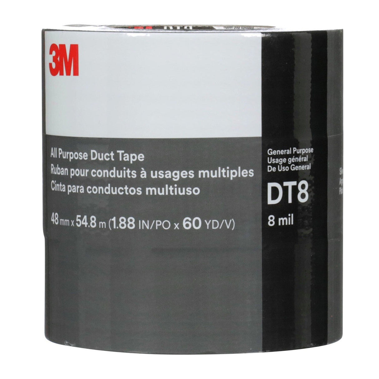 3M DT8 All Purpose Duct Tape, Silver, 1-7/8 in x 60 yd, 8 mil (7100253423) (24 Pack)