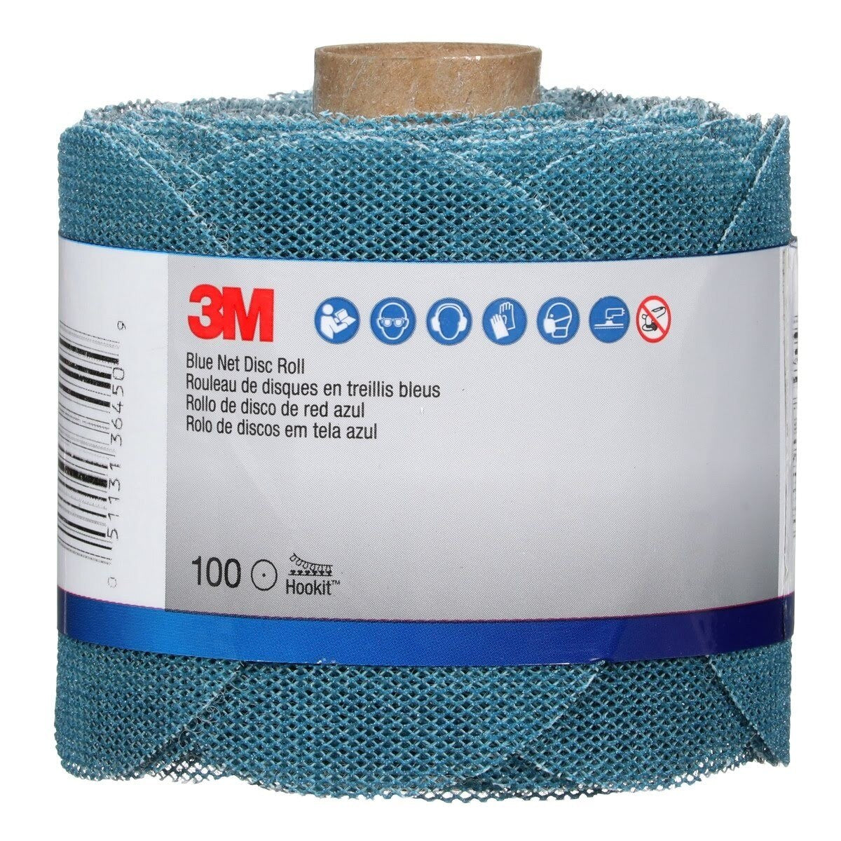 3M Hookit Blue Net Disc Roll, Hook and Loop, Aluminum Oxide 120 Grit, Blue, 3 in, 100 Discs per Roll (36450) (7100254365) - 3