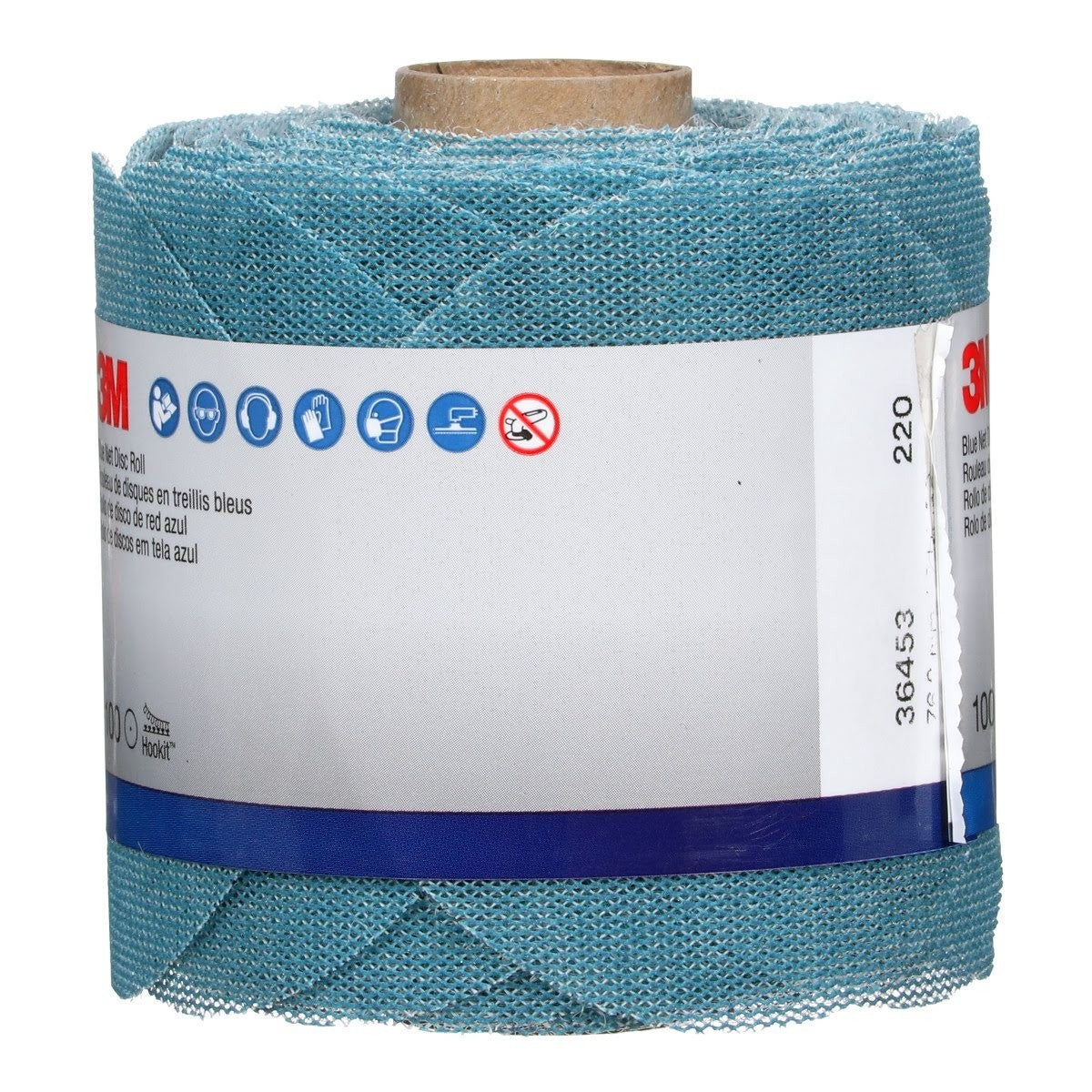 3M 310W Blue Net Disc Roll Hookit, 220 Grit, Blue, 3 in, 100 Discs per Roll (36453) (7100254368) - (8Pack) - 5