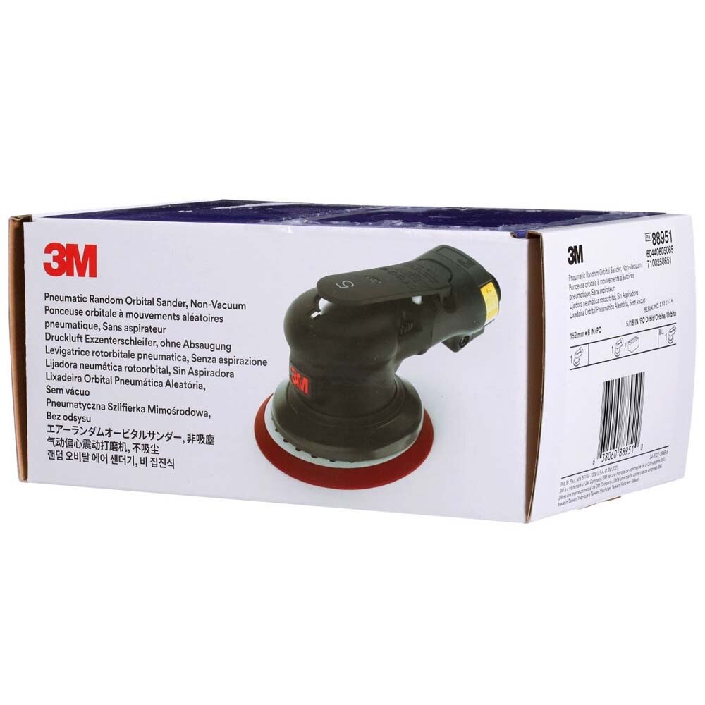 3M 88951 Pneumatic Random Orbital Sander, 6 in Non-Vacuum, 5/16 in Orbit, 12000 RPM, 0.28 HP Motor, Variable Speed (7100258651) - 9