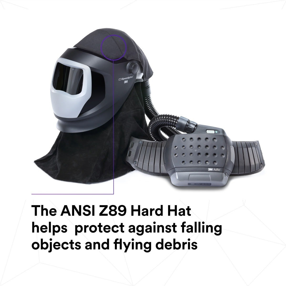 3M 38-1101-00SW Adflo PAPR and Versaflo M-Series Helmet Kit w Speedglas Welding Shield, LiIon Battery, No ADF (7100260617) - 9