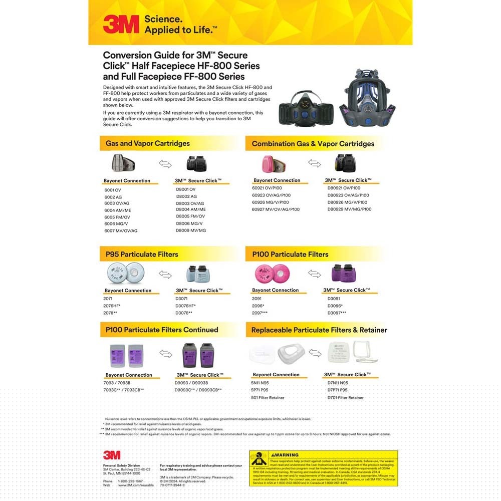 3M FF-801 Secure Click Full Facepiece Reusable Respirator , Small (7100261327) - 9