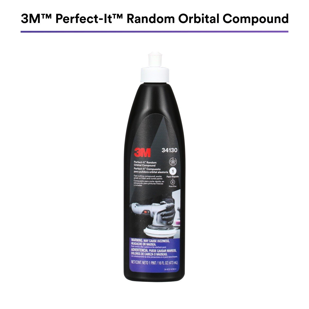 3M Perfect-It Random Orbital Compound, Fast Cutting Automotive Buffing and Polishing Compound, White, 1 Pint 16 fl oz (34130) (7100270076) - (6Pack)