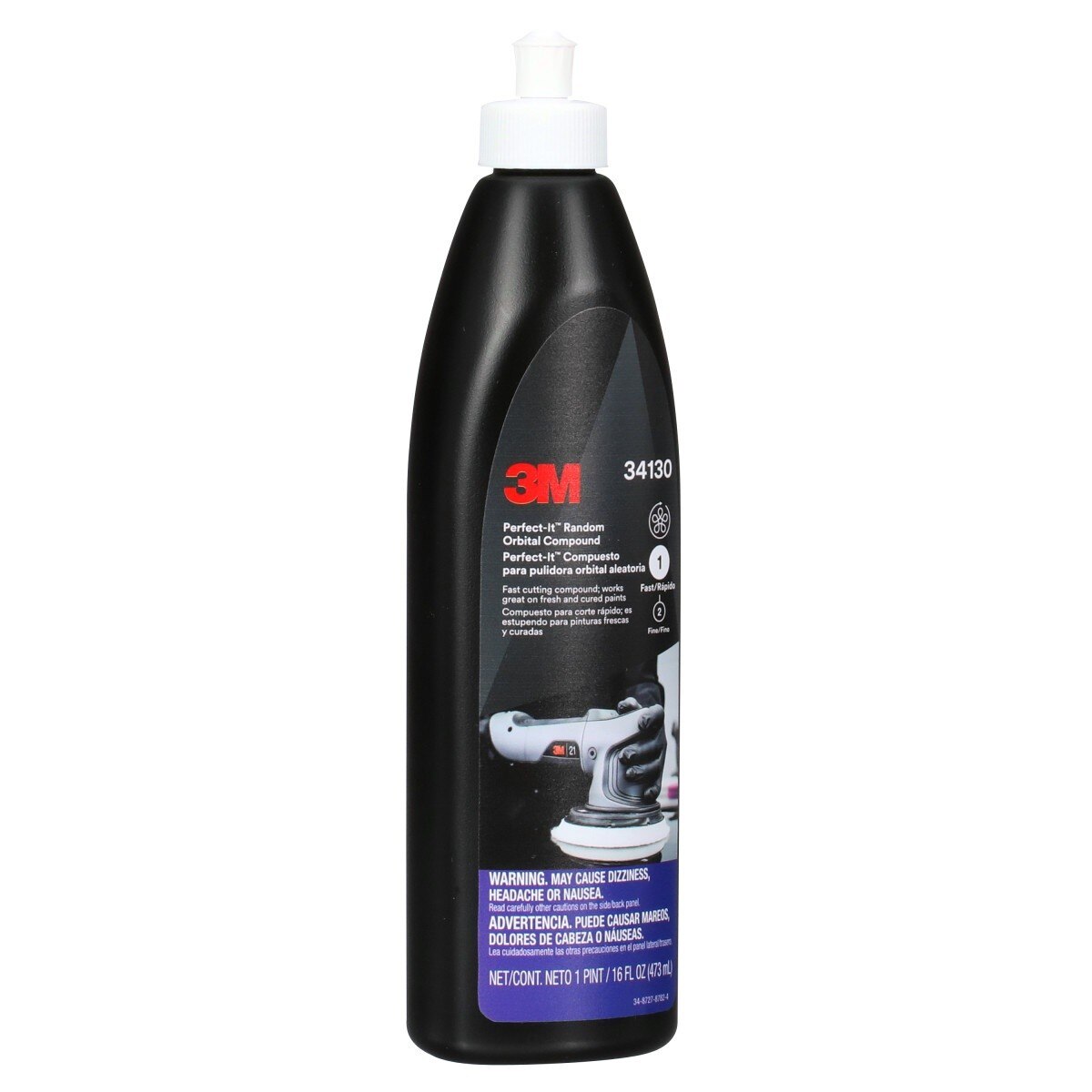 3M Perfect-It Random Orbital Compound, Fast Cutting Automotive Buffing and Polishing Compound, White, 1 Pint 16 fl oz (34130) (7100270076) - (6Pack) - 2