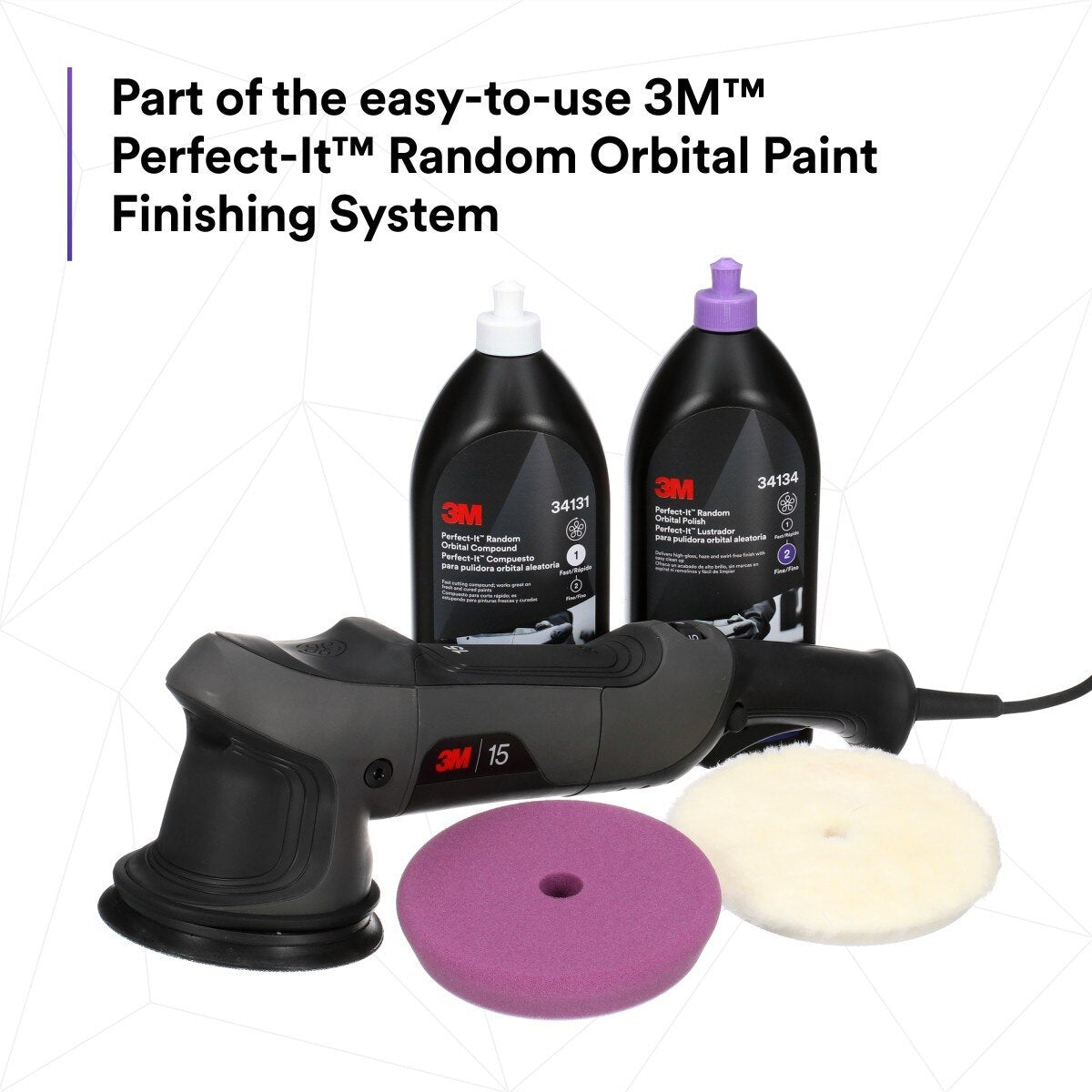 3M Perfect-It Random Orbital Compound, Fast Cutting Automotive Buffing and Polishing Compound, White, 1 Pint 16 fl oz (34130) (7100270076) - (6Pack) - 8