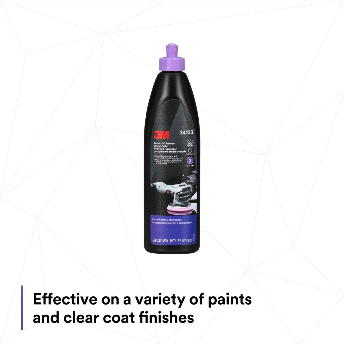 3M 34133 Random Orbital Polish, Purple, 1 Pint (16 fl oz/473 mL), Fast Cutting Polisher for Automotive Buffing and Polishing, High Gloss Finish (7100270085) - (6 Pack) - 7