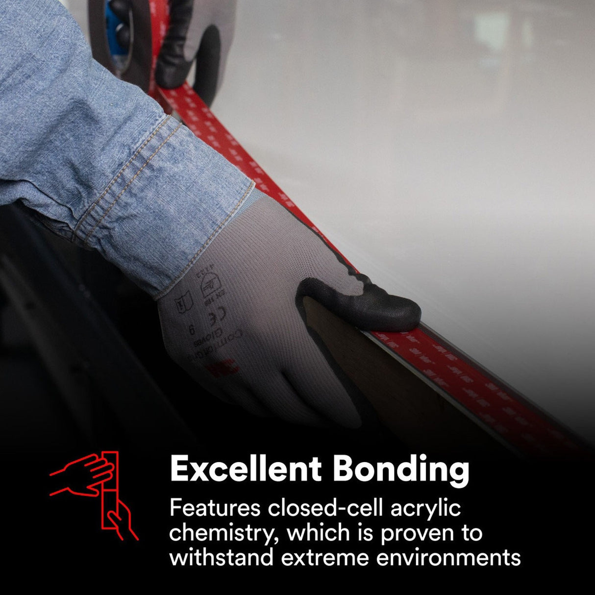 3M RP+230GF VHB Double-Sided Acrylic Foam Tape, Gray, 44 in x 36 yd, 90 mil, Film Liner (7100273393) - 10