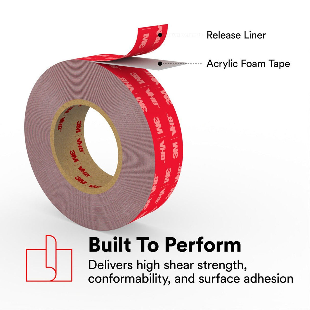 3M RP+230GF VHB Tape, Gray, 22 in x 36 yd, 90 mil, Film Liner (7100273409) - 3