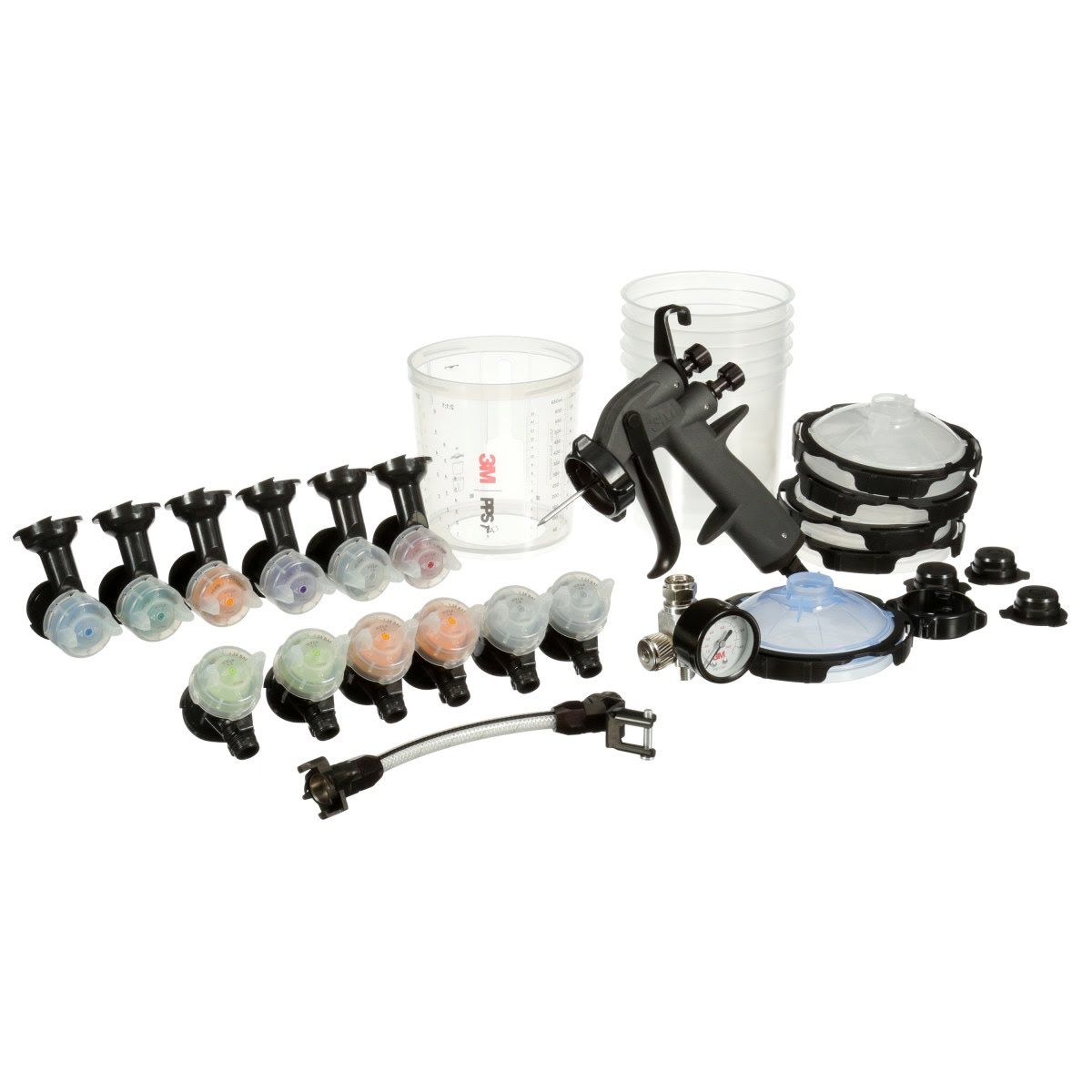 3M PPS Performance Industrial Spray Gun Starter Kit with PPS Series 2.0 22 oz Cup System, 12 Replaceable Nozzles, Whip Hose, Air Control Valve (26878) (7100283739) - (2Pack) - 3