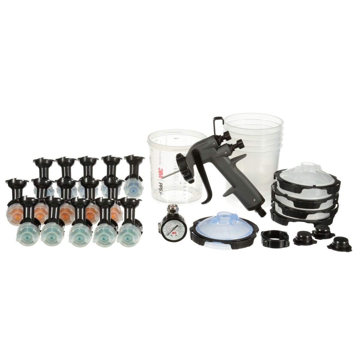3M PPS Performance Spray Gun Starter Kit with PPS 2.0 Spray Cup System, 15 Replaceable Gravity HVLP Atomizing Heads, Air Control Valve (26778) (7100285101) - (2Pack)