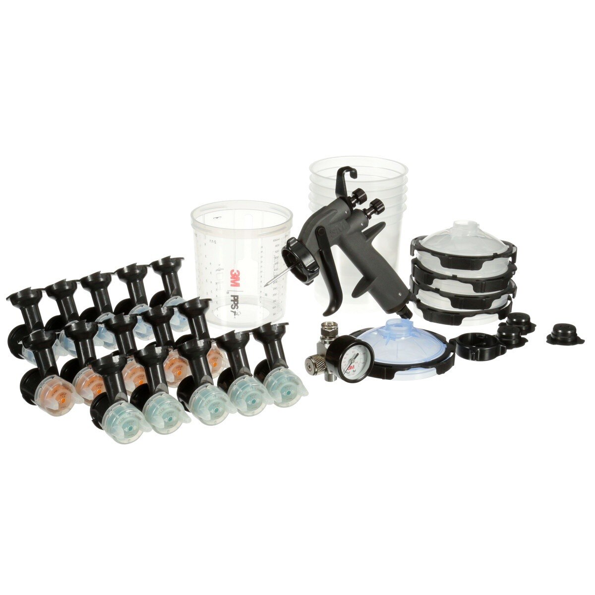 3M PPS Performance Spray Gun Starter Kit with PPS 2.0 Spray Cup System, 15 Replaceable Gravity HVLP Atomizing Heads, Air Control Valve (26778) (7100285101) - (2Pack) - 3