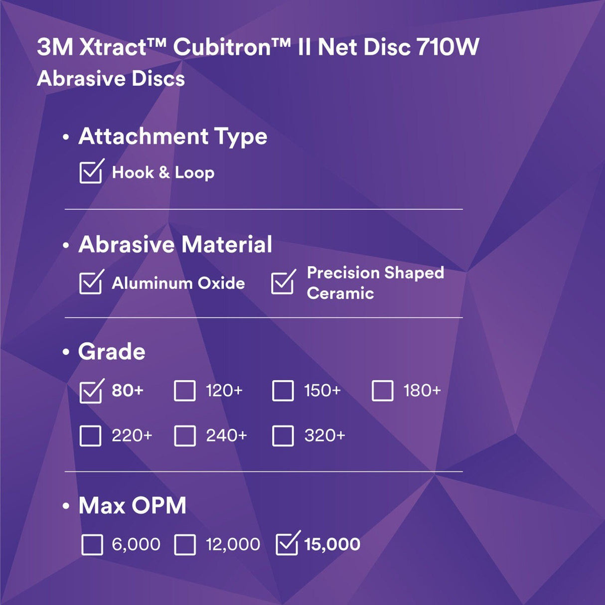 3M 710W 88485 Cubitron II Hookit Clean Sanding Net Disc, 80+, Purple, 3 in, Die 300V (7100287538) (300 Pack) - 3