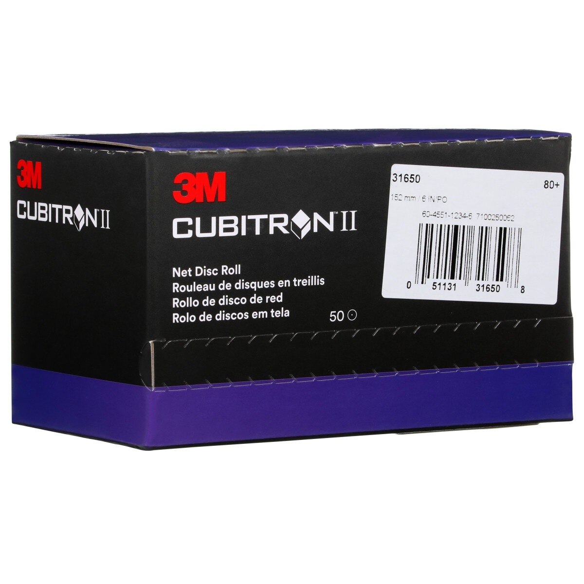 3M 710W Cubitron II Hookit Net Disc Roll, Precision Shaped Ceramic, 80 Plus Grit, Purple, 6 in, 50 Discs per Roll (31650) (7100291684) - (6 Pack) - 7