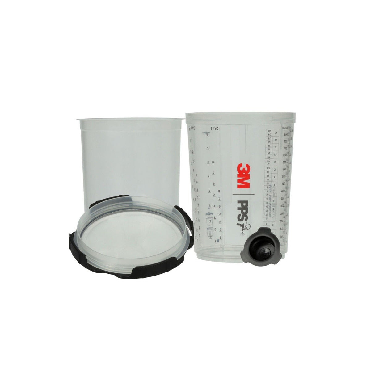 3M 26024 PPS Spray Cup System Kit, Large, 28 oz, 200 Micron Filter, 1 Hard Cup, 50 Lids, 50 Liners, 32 Sealing Plugs (7100297030) - 3