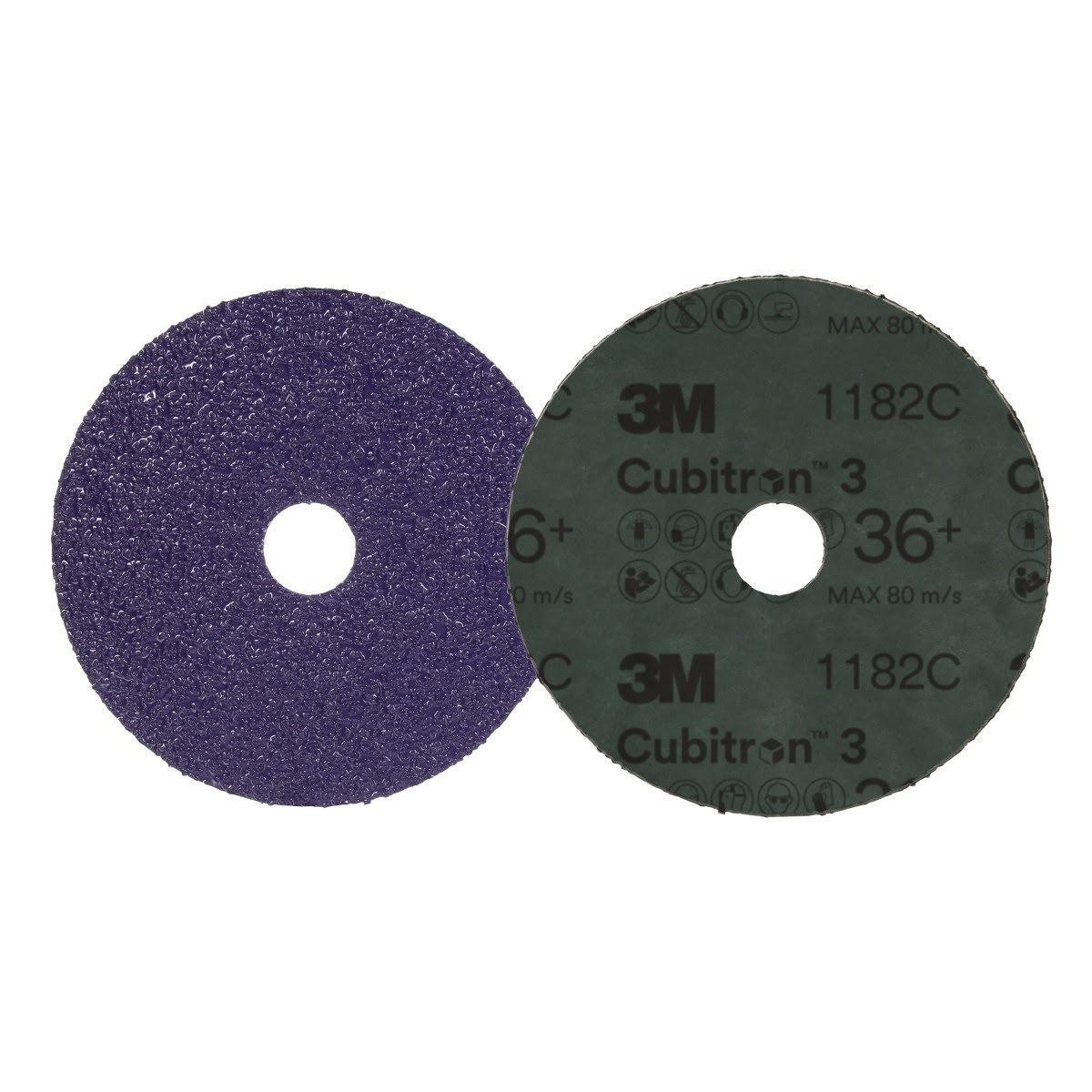 3M 1182C Cubitron Fibre Disc, 36+, Purple, 4 in x 5/8 in, Die 400FF (7100309791) (100 Pack) - 2