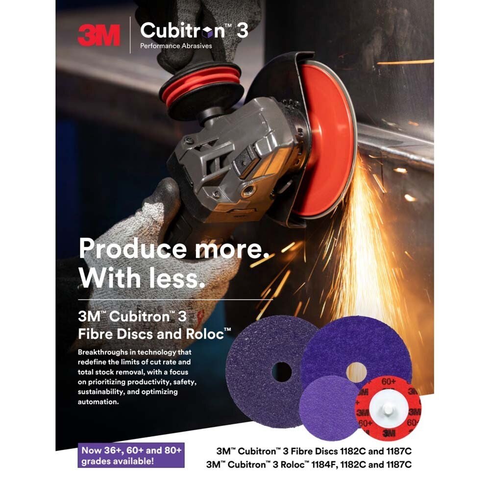 3M 1182C Cubitron 3 Fibre Disc , 36+, 5 in x 7/8 in, Die 500P, Reduce Changeout, Productivity, Use on Mild or Carbon Steel, for Beveling, Heavy Grinding, Weld Removal, Flame Cut Smoothing (7100309793) (25 Pack) - 7