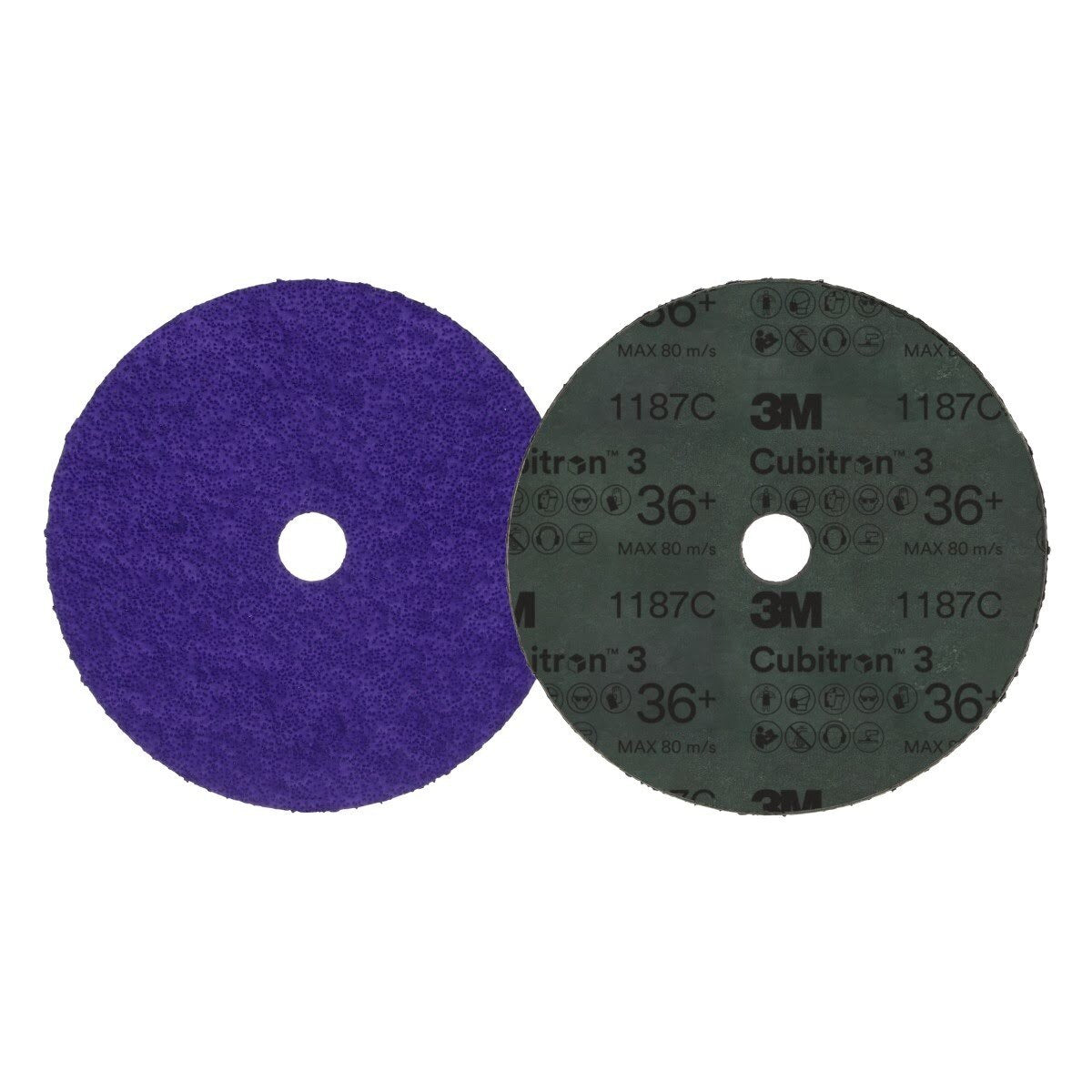 3M 1187C Cubitron Fibre Disc, 36+, Purple, 9-1/8 in x 7/8 in Center Hole (7100310792) (100 Pack) - 2