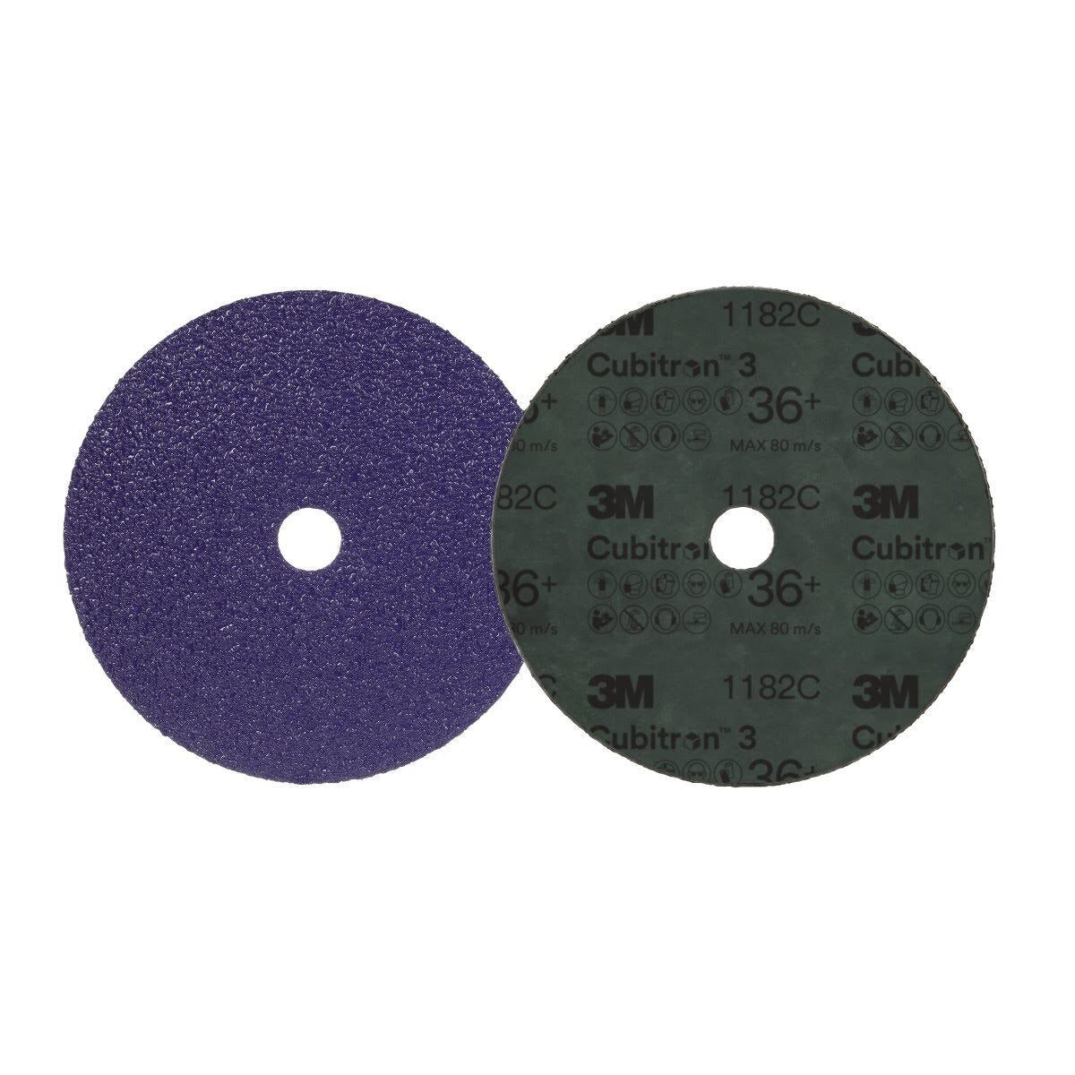 3M 1182C Cubitron Fibre Disc 36+ Purple 9-1-8 in x 7-8 in Die 912J (7100310797) (100 Pack) - 2