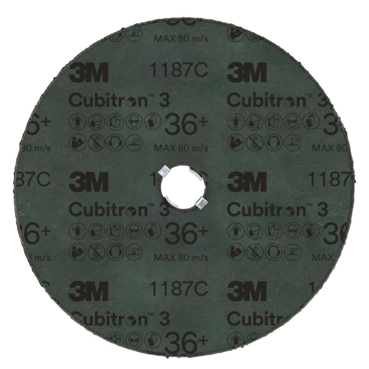 3M 1187C Cubitron 3 Fibre Disc, GL Quick Change, Precision Shaped Ceramic, 36 Plus, Purple, 7 in (7100310803) (100 Pack) - 3