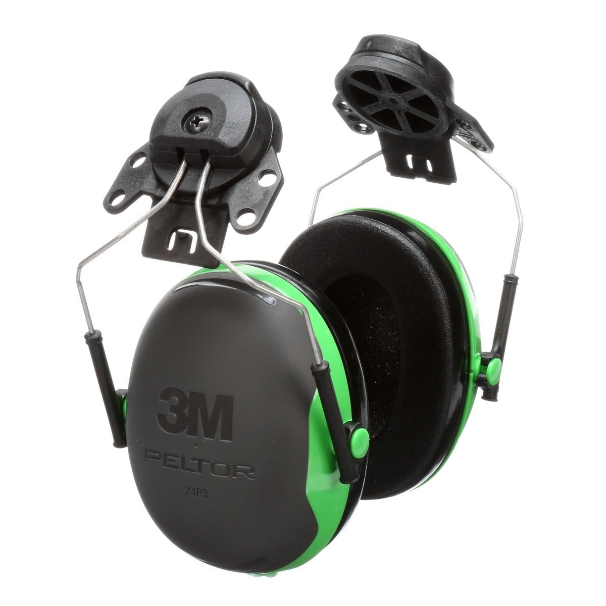 3M X1P3E PELTOR Helmet Attached Earmuffs, NRR 21 dB, Cap Style Hard Hat Compatible, Black/Green (7100315030) (1 Pair) (10 Pack)