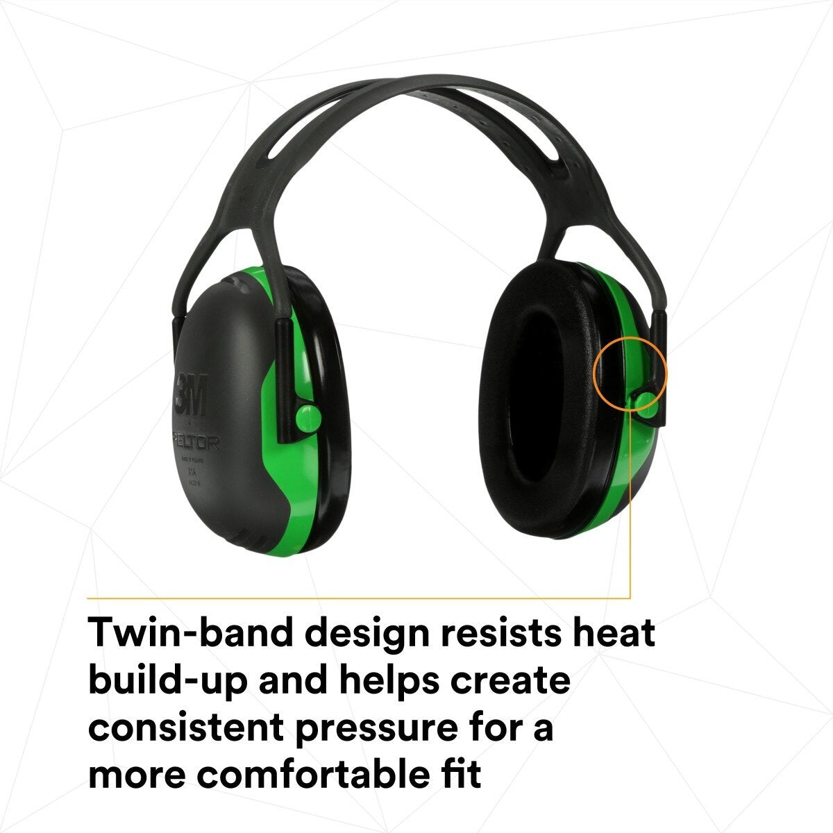 3M X1A PELTOR Over-the-Head Earmuffs, X Series, Green, One Size Fits Most (27287-case) (7100315111) (Case of 10) - (10Pack) - 8