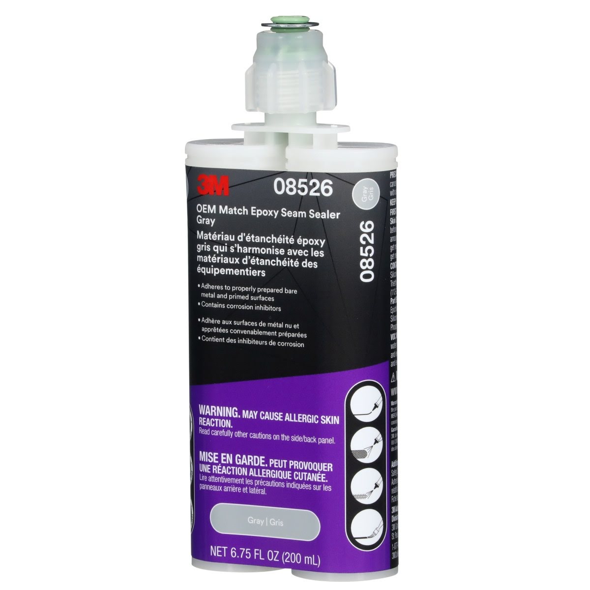 3M OEM Match Epoxy Seam Sealer, Gray, 200 ml Cartridge (08526) (7100319365) - (6Pack) - 2