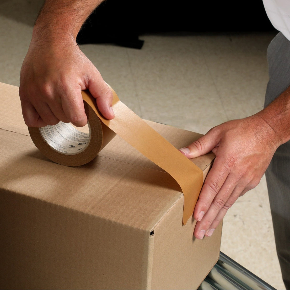 3M 570 Scotch Performance Paper Box Sealing Tape, Brown, 1-29/32 in x 547 yd, 3 in Core, Hot Melt Synthetic Rubber Adhesive, Kraft Paper, Recycle-Compatible (7100333333) - 4