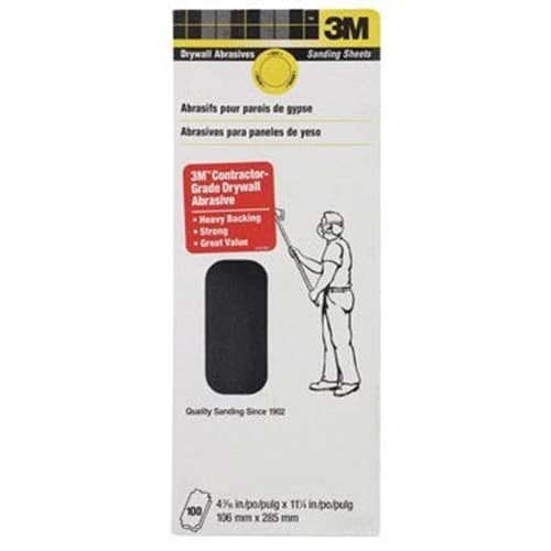 3M 10207 80D Grit Drywall Paper Sanding Sheets 4-3/16" x 11-1/4", 100pk