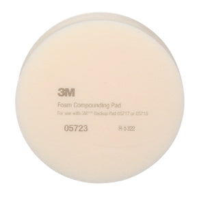 3M 05723 Hookit Foam Compounding Pad, Single Sided, Flat Back, Hook and Loop, White, 8 in (203.2 mm) (7000000485) (24 Pack)