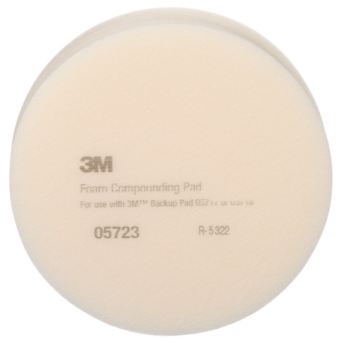3M 05723 Hookit Foam Compounding Pad, Single Sided, Flat Back, Hook and Loop, White, 8 in (203.2 mm) (7000000485) (24 Pack) - 3