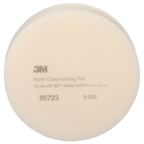 3M 05723 Hookit Foam Compounding Pad, Single Sided, Flat Back, Hook and Loop, White, 8 in (203.2 mm) (7000000485) (24 Pack) - 3