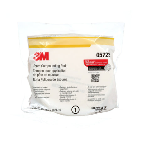 3M 05723 Hookit Foam Compounding Pad, Single Sided, Flat Back, Hook and Loop, White, 8 in (203.2 mm) (7000000485) (24 Pack) - 6