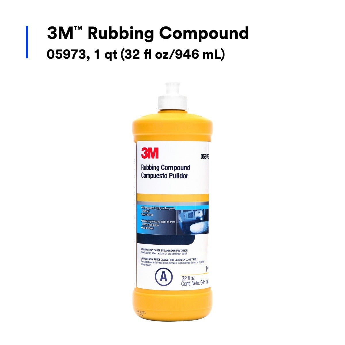 3M 05973 00597 Rubbing Compound, Liquid Formula, 1 qt 32 fl oz/946 mL for Automotive Paint Finishes (7000000537)  - (6Pack) - 2